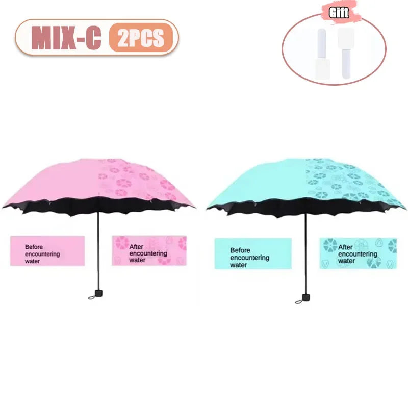 UV Protection Folding Parasol – Sun & Rain Dual Use Umbrella Folding Parasol Umbrella Peaceful Pleasures Health and Wellness metal-fiber composite 8K MIX-C-2PCS