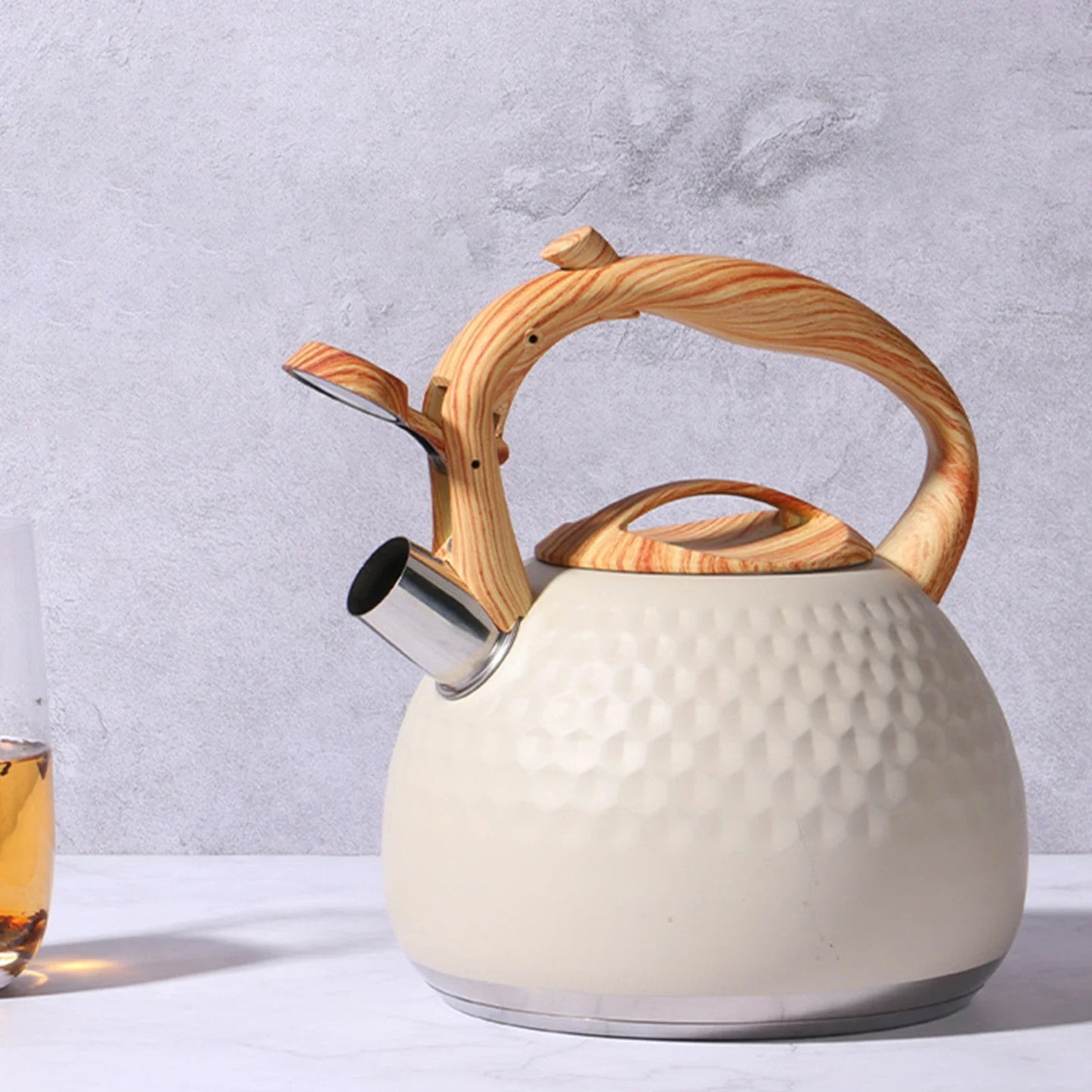 3L Stainless Steel Whistling Kettle – Anti-Scald Wooden Handle
