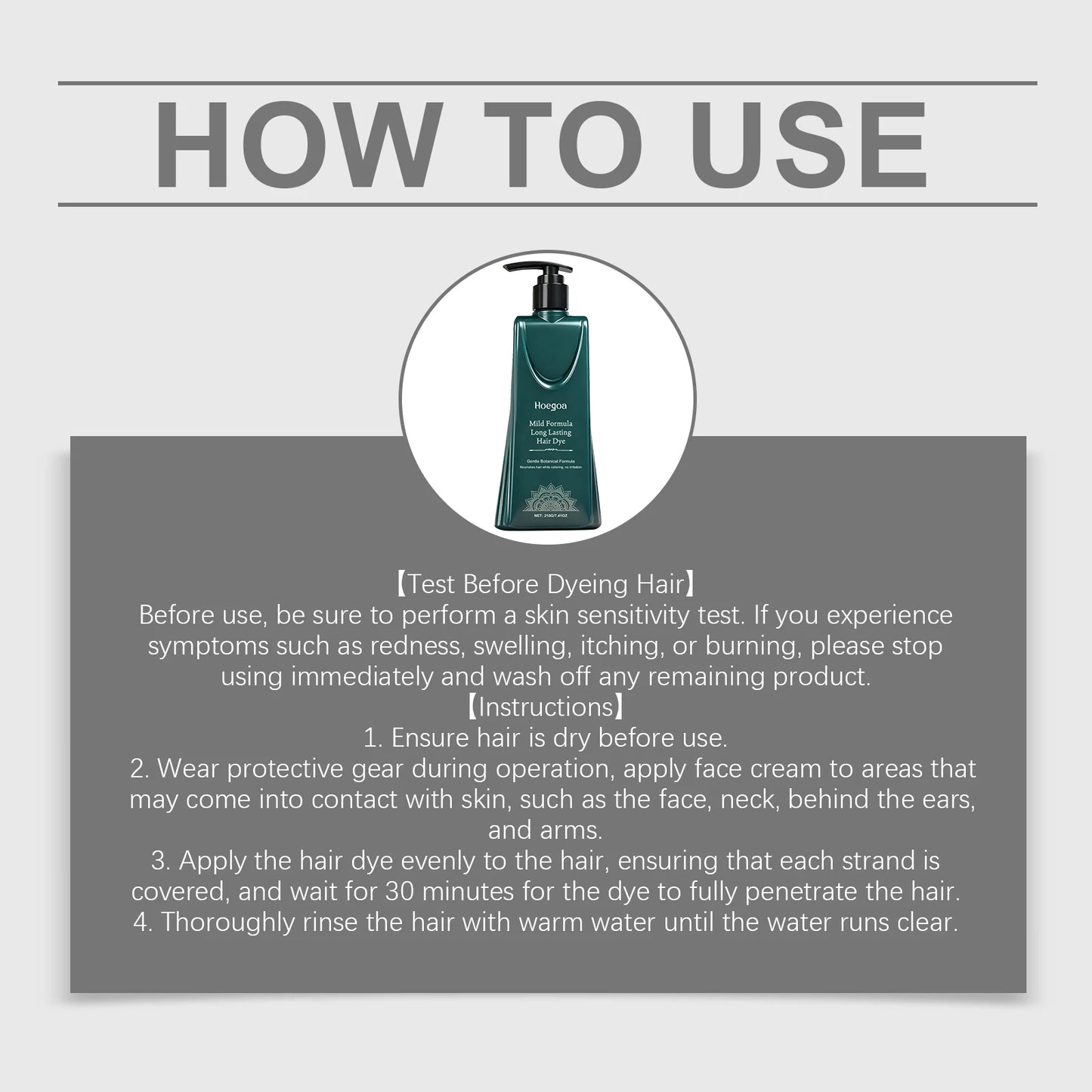HOEGOA Plant-Based Hair Dye Cream – Gray Coverage 3 Shades