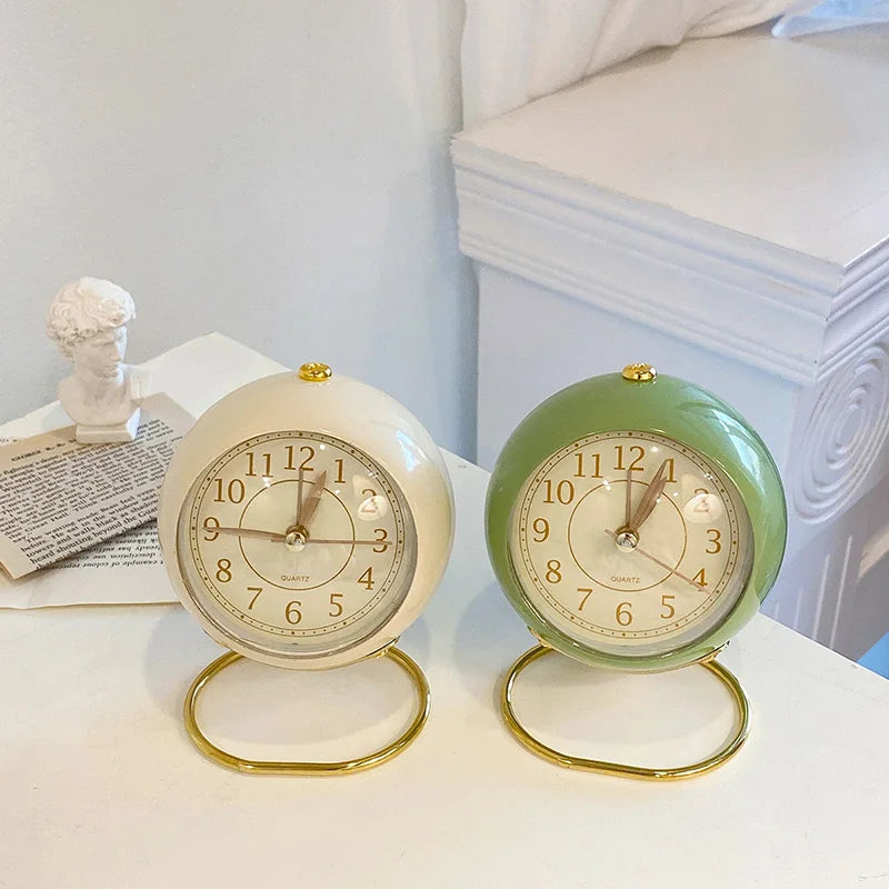 Nordic Style Alarm Clock Digital Quartz Clock Home Ornament Portable Mute Clocks with Metal Stand for Bedroom Decor Peaceful Pleasures Health and Wellness