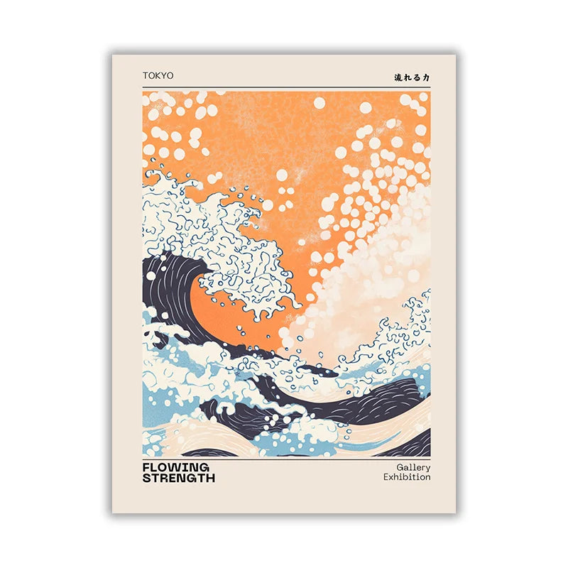 Japanese Ukiyo-e Canvas Poster – Mt. Fuji, Cranes & Cherry Blossom Canvas Wall Poster Peaceful Pleasures Health and Wellness DEWZ484 55x75cm