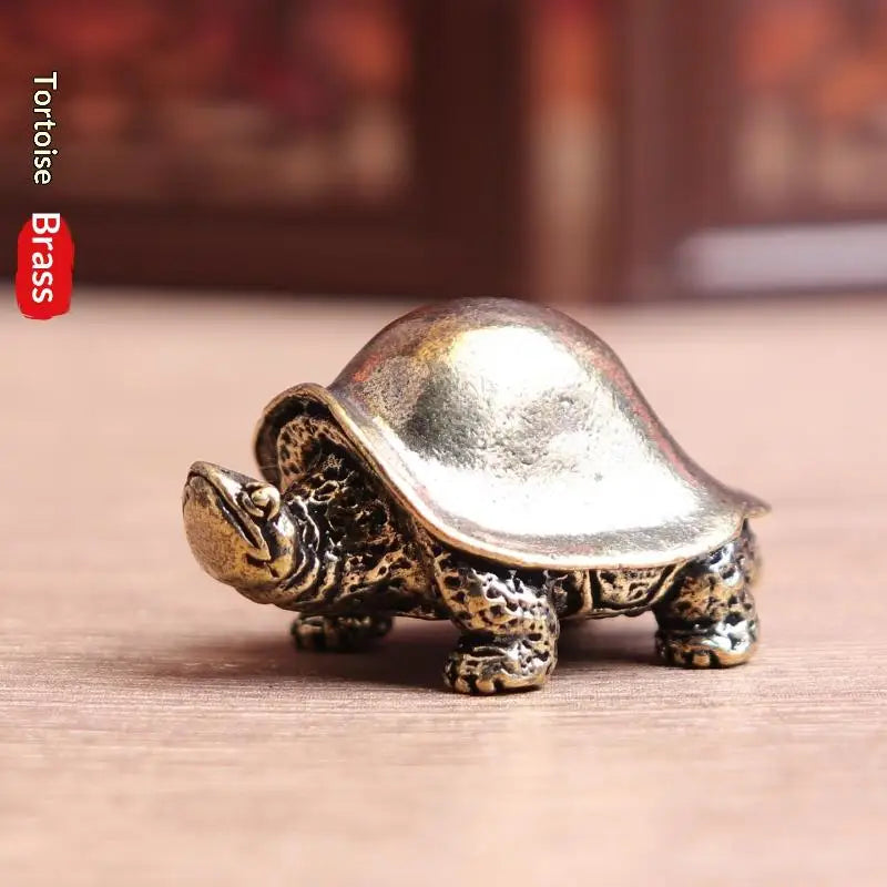Retro Brass Feng Shui Turtle Figurine | Desktop Décor Gift