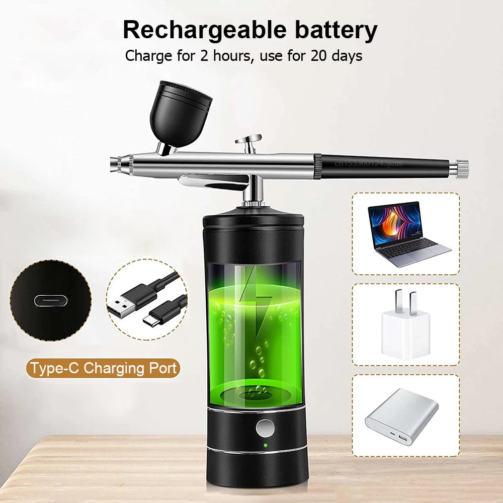 Airbrush with Compressor Portable Airbrush Paint Spray Mini Spray Gun Wireless Air Brush Painting Airbrush Kit with Compressor Peaceful Pleasures Health and Wellness