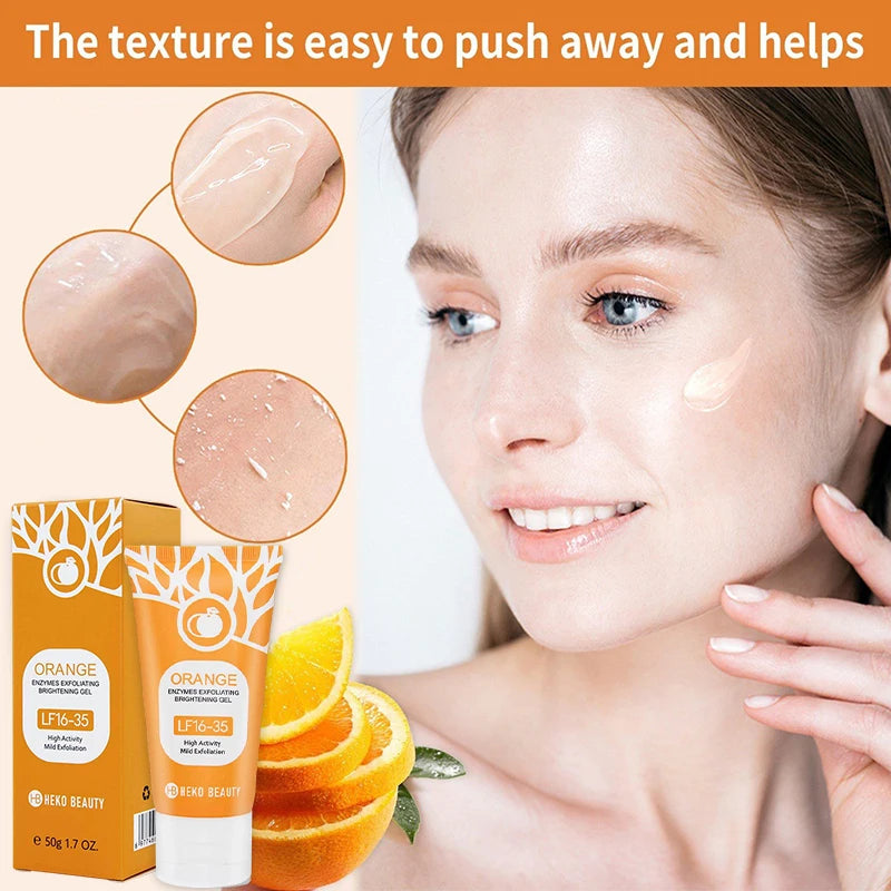 Orange Enzymes Exfoliating Gel Brightening Deep Cleansing Face Scrub Gentle Mud Peel Smoothing Skin Refine Pores Moisturize Care Peaceful Pleasures Health and Wellness