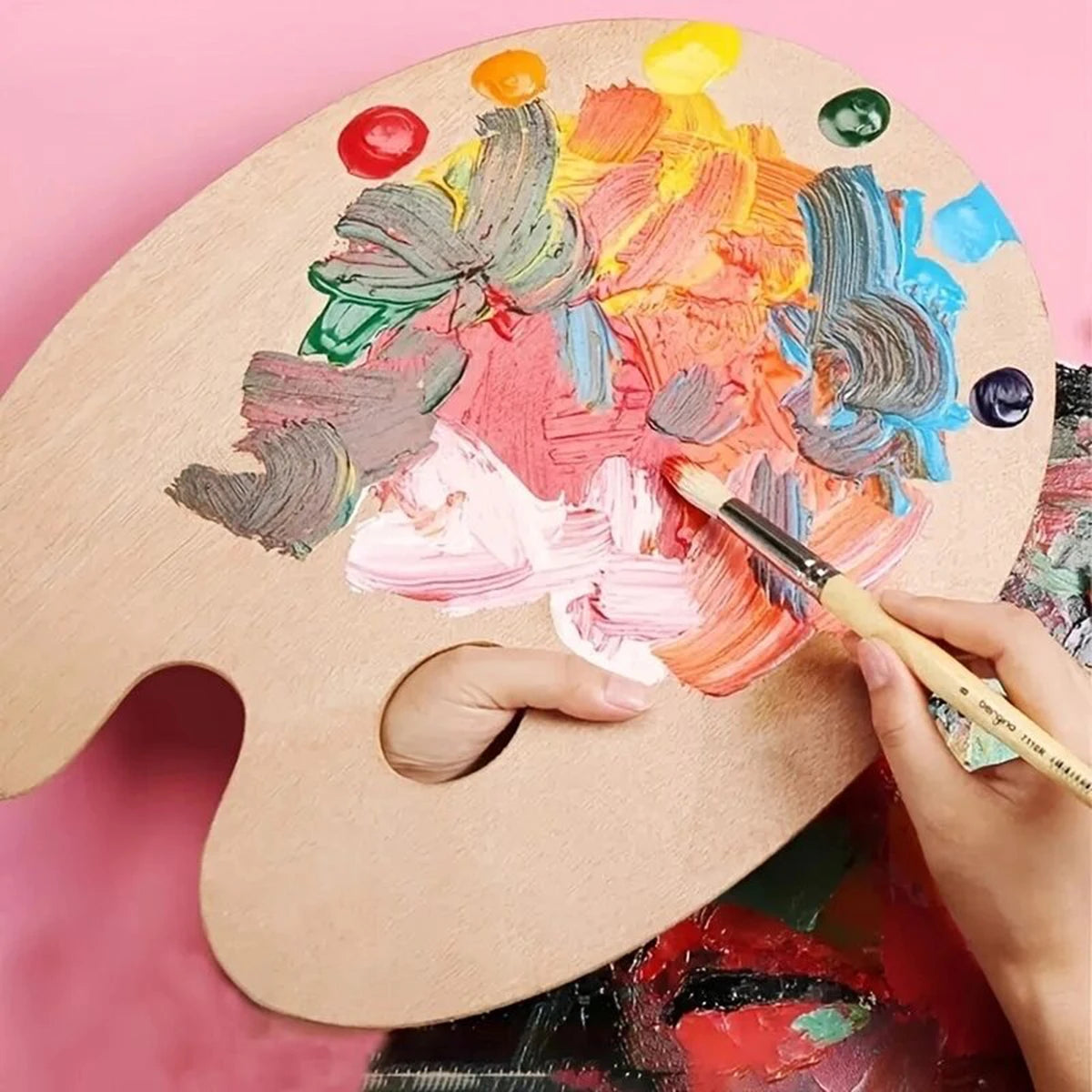 Bview Wood Watercolor Palette Oil Acrylic Painting Tool Art