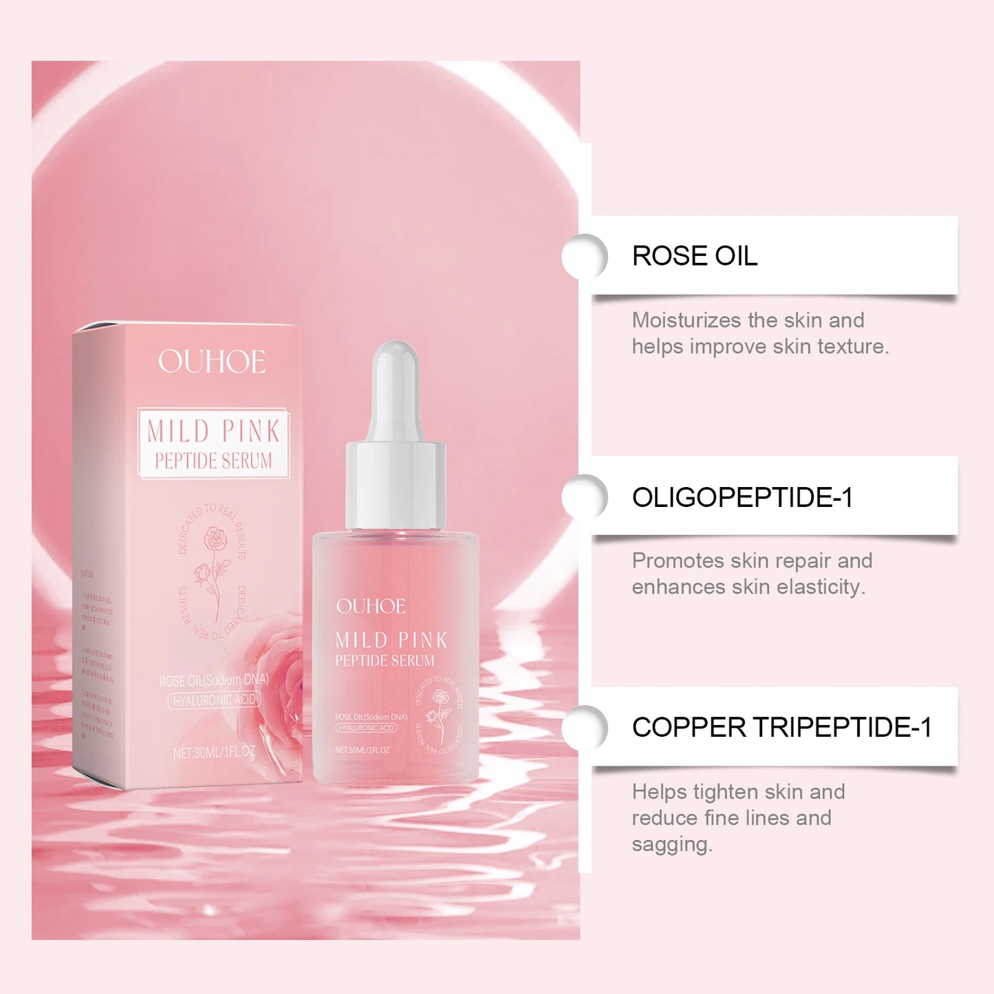 Rose Peptide Facial Serum – Brightening & Moisturizing Essence