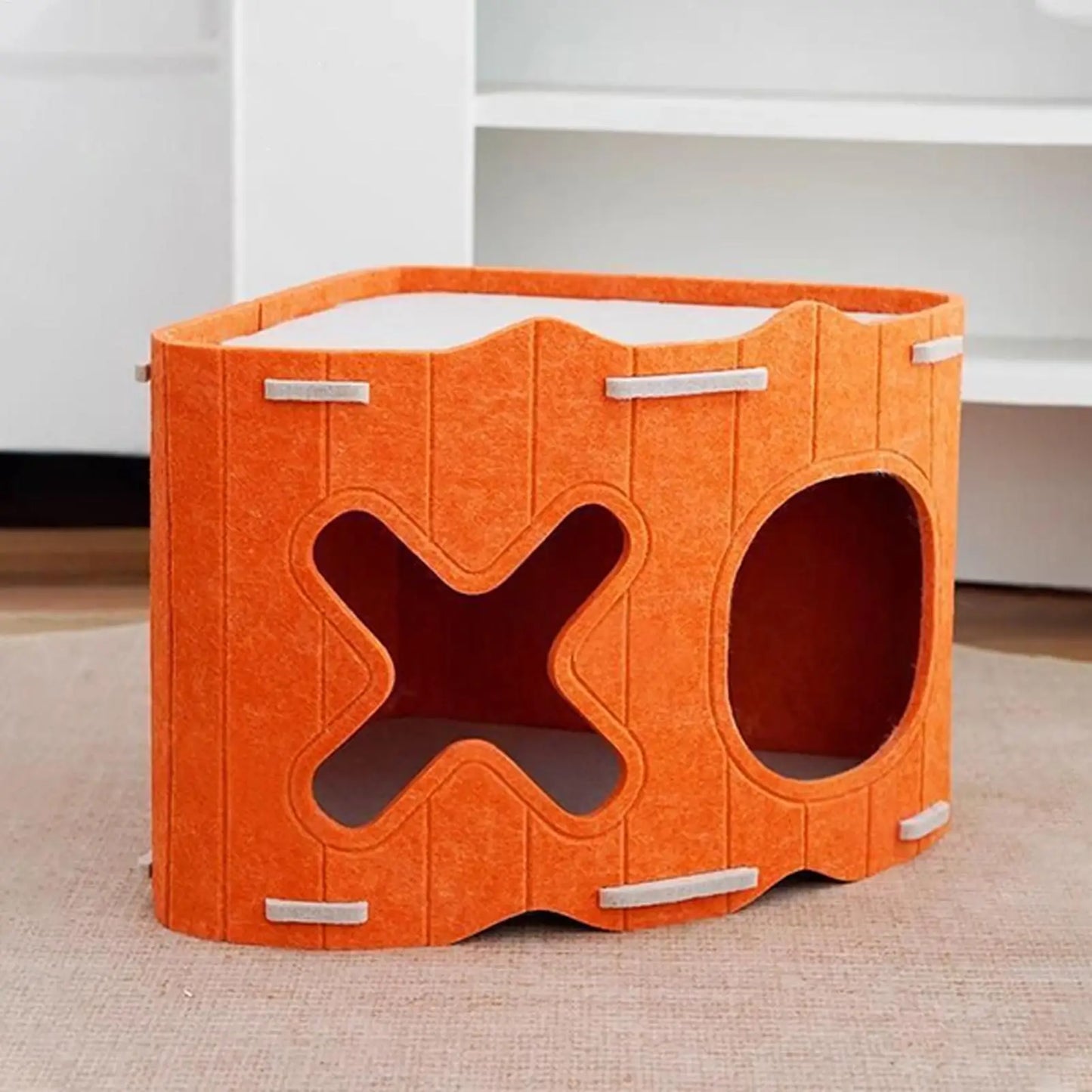 Felt Cat Cave Bed | Semi-Enclosed Double-Entry Pet House