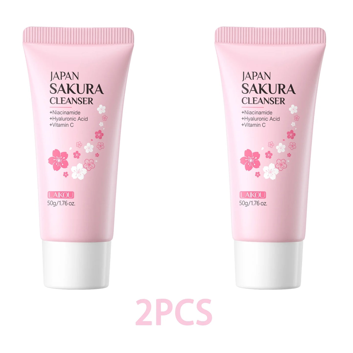 Laikou Sakura Facial Cleanser Deep Cleansing Pores Oil Control Moisturizing Brightening Face Wash Gentle For All Skin Types 50g Peaceful Pleasures Health and Wellness 2PCS