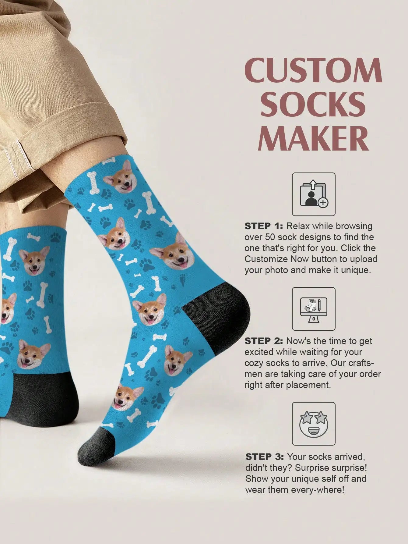Custom Face Socks Custom Photo Sock Custom Printed Socks Personalized Funny Face Socks Put Any Face On The Socks Anniversary Peaceful Pleasures Health and Wellness