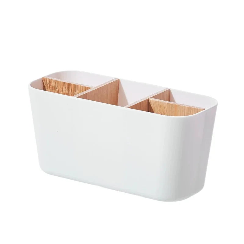Bamboo Toothbrush Holder 5 Slots – Bathroom Countertop Organizer Toothbrush Holder Peaceful Pleasures Health and Wellness White