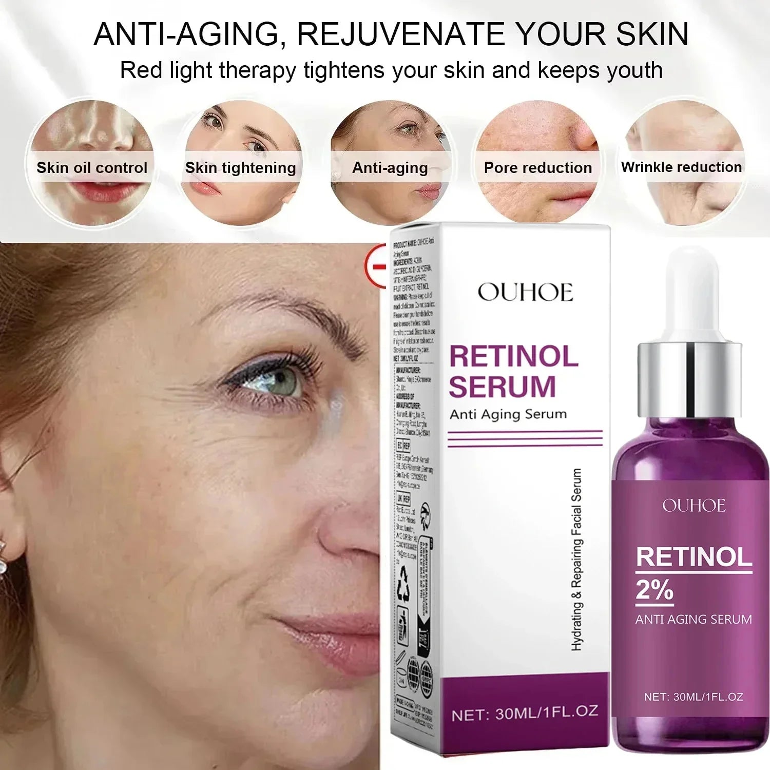 Facial Retinol Serum Whitening Moisturising Fade Fine Lines Anti Wrinkle Anti Ageing Rejuvenate Your Face Korean Cosmetics 30ml Peaceful Pleasures Health and Wellness