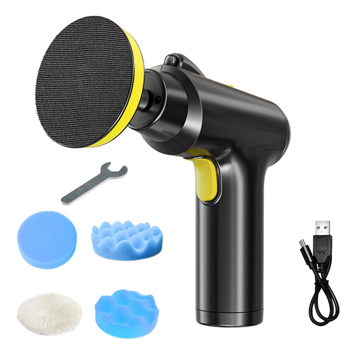 Car Polishing Machine With Adjustable 3-Speed Wireless Waxing Machine For Cleaning Waxing Repairing Car Parts Electric Tools Peaceful Pleasures Health and Wellness black