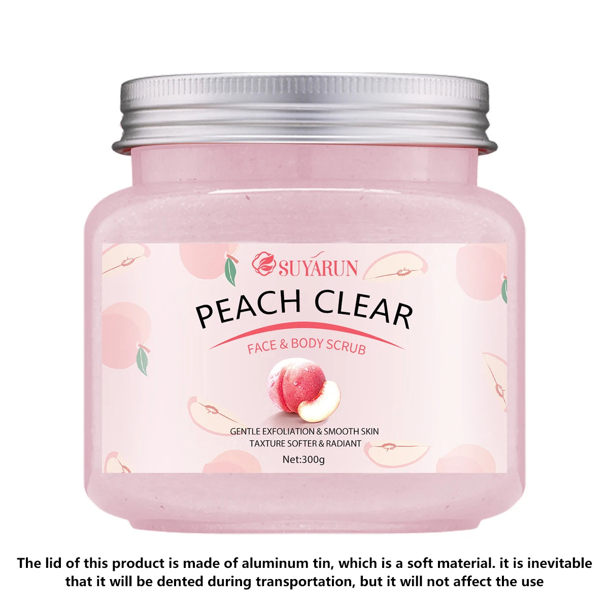 SUYARUN Peach Sugar Scrub Exfoliator - Moisturizing Body Polish with Shea Butter, Natural Exfoliator for Smooth Skin, 300g. Peaceful Pleasures Health and Wellness 300g