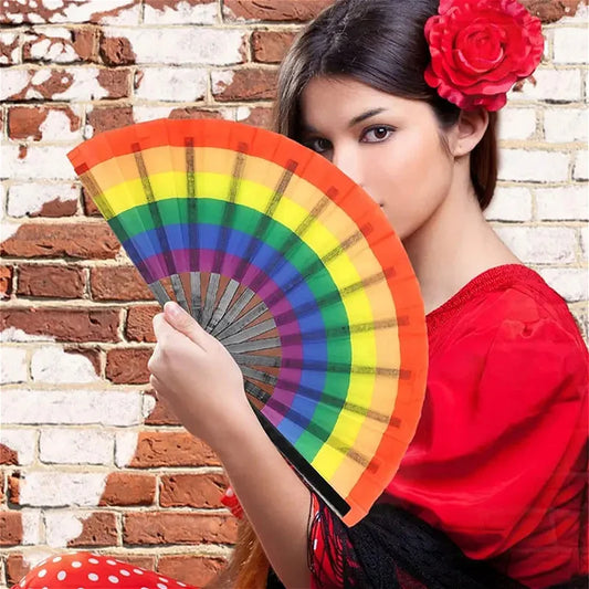 Rainbow Folding Fan – Dance, Wedding & Cosplay Prop Decorative Folding Fan Peaceful Pleasures Health and Wellness
