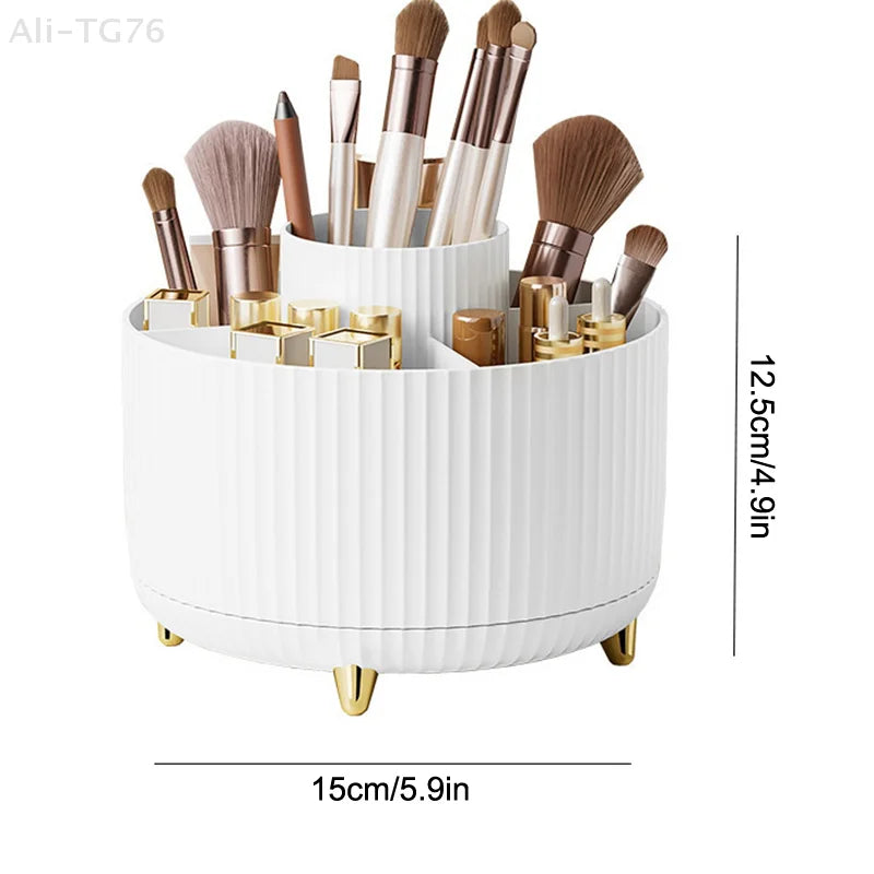 360° Rotating 5-Slot Makeup Brush Holder & Desk Organizer