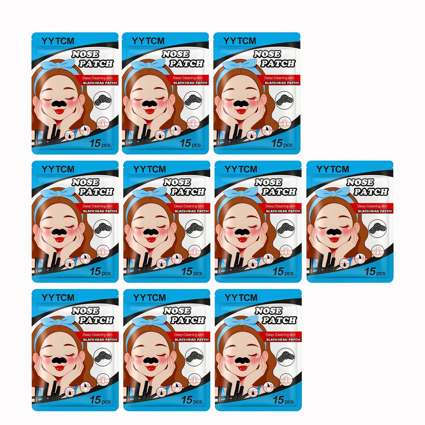 Blackhead Nose Patch, Charcoal Face Nose Mask Deep Cleansing Blackhead Removal Comedone Peel Off Mask 15Pcs/Bag Peaceful Pleasures Health and Wellness 10 Bags 150 Pieces