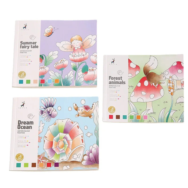 Watercolor Coloring Book Gouache Doodle Drawing Children's Comes