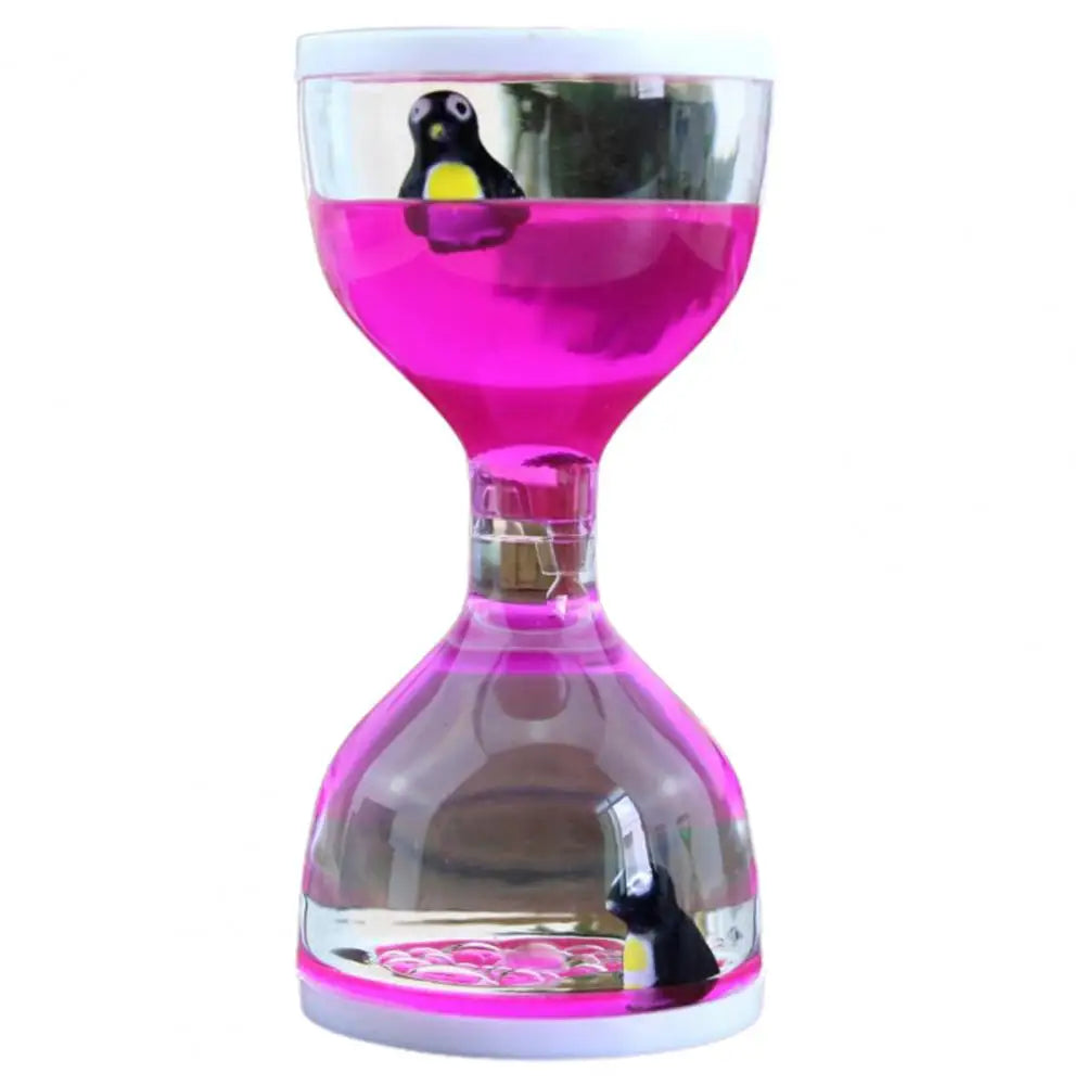 Creativity Oil Drop Hourglass Craft Ornament with Animal Large Cup Drop Funnel Dynamic Oil Leakage Toy Gift Student Shop Gifts Peaceful Pleasures Health and Wellness Pink