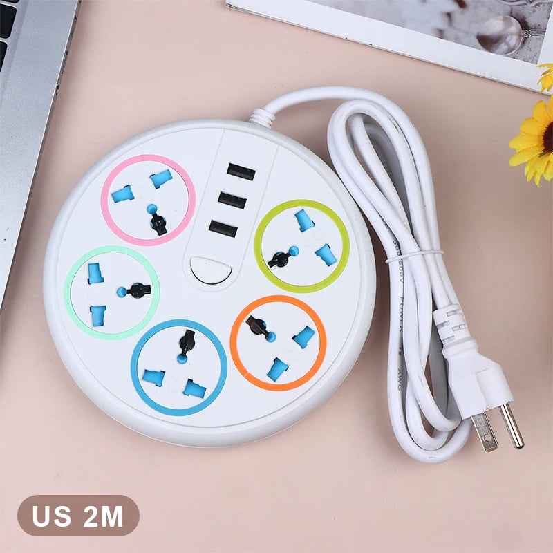New EU US Plug 2/3Pin Universal Power Strip TypeC 3 USB Port 5 Way Outlet 2/3/5M Extension Power Socket Charge Electrical Socket Peaceful Pleasures Health and Wellness US 3Pin 2M