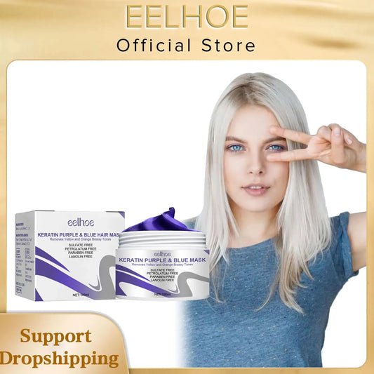 EELHOE Keratin Purple Hair Mask – Smoothing Frizz Treatment 100ml Keratin Hair Mask Peaceful Pleasures Health and Wellness 100ml boxed