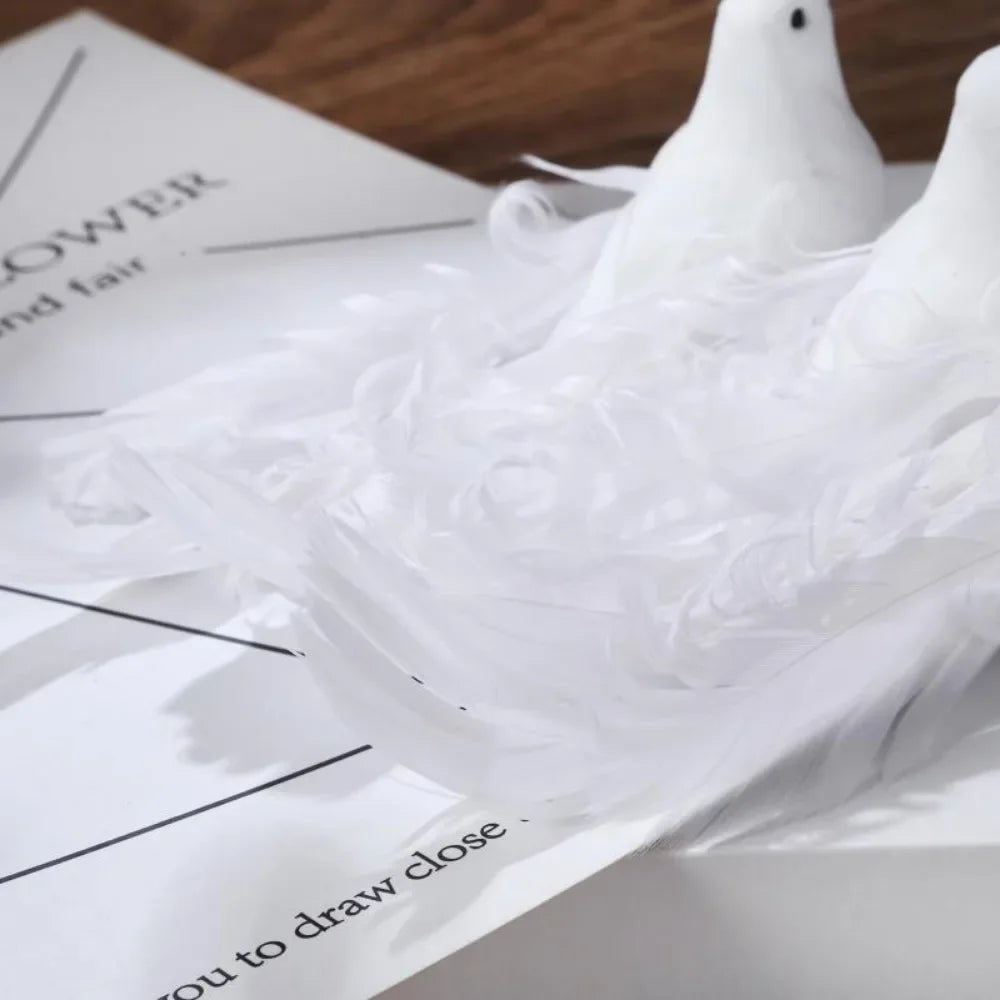 Artificial Pigeon Birds Fake Doves Simulation Feather Pigeon Christmas Tree Wedding Party Craft Ornaments Home Living Room Decor Peaceful Pleasures Health and Wellness