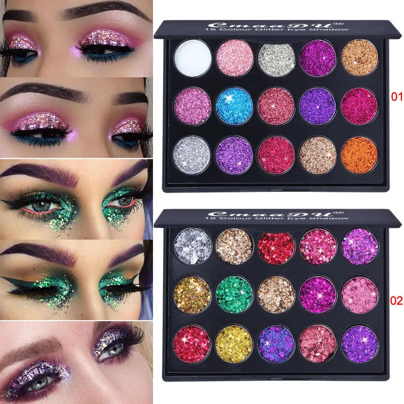 CmaaDu 15-Color Diamond Glitter Eyeshadow Palette – Shimmer