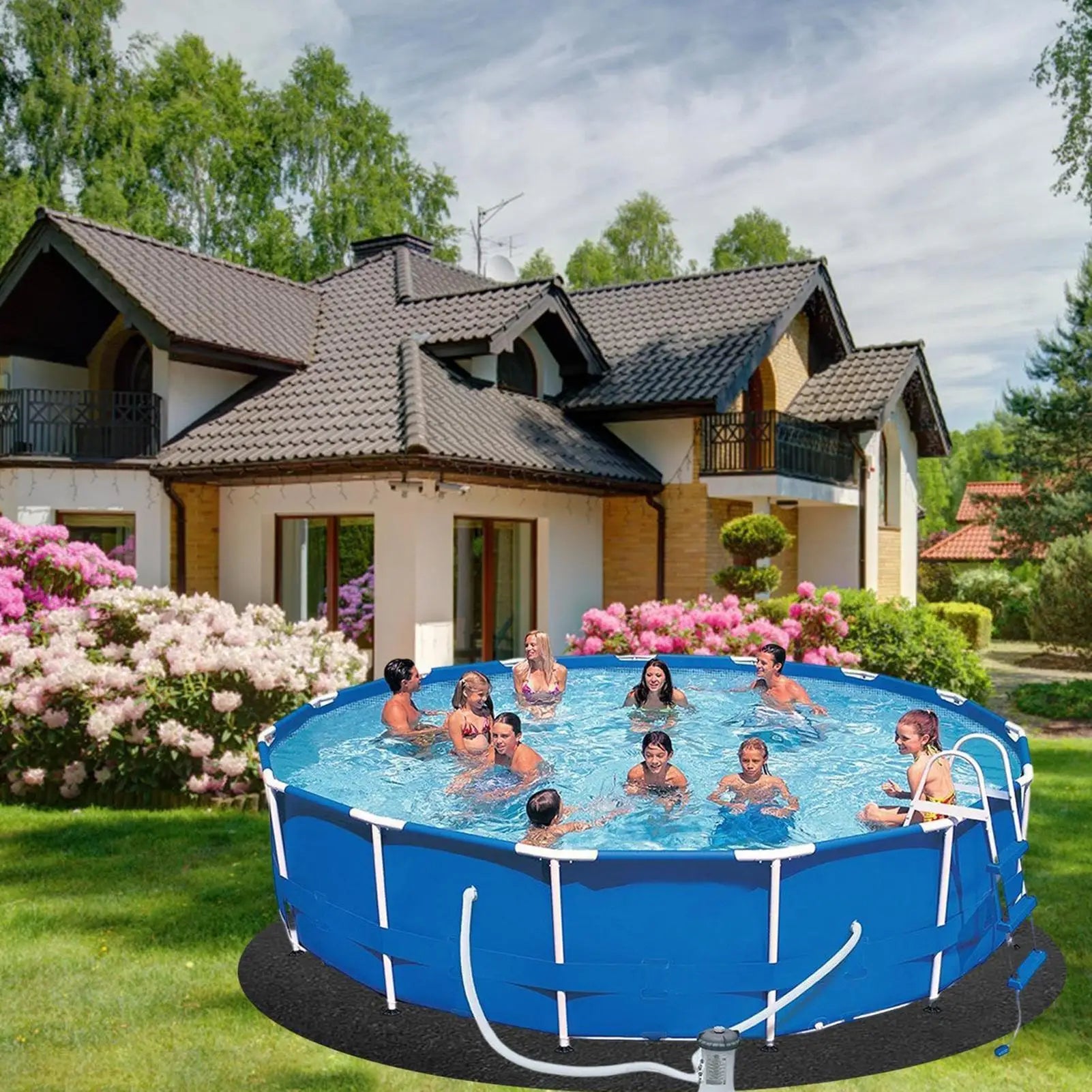Pool Liner Pad Round Tub Mat Pool Protector Ground Pool Protector Non Slip Outdoor Pool Protection Padding Spa Accessories Peaceful Pleasures Health and Wellness