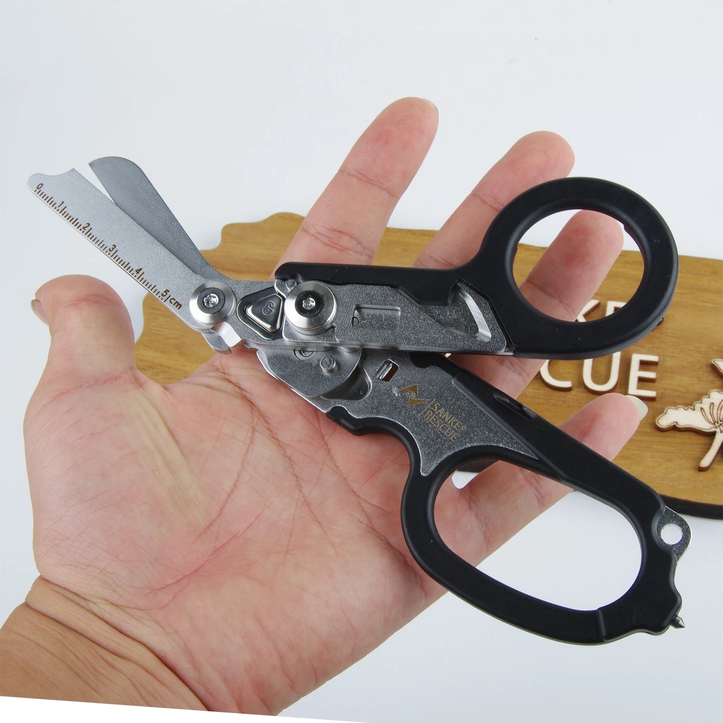 Multifunctional Scissor Tactical Plier Outdoor Survival Tool Folding Creative Gadget Stainless Steel Retractable Raptors Shears Peaceful Pleasures Health and Wellness Black