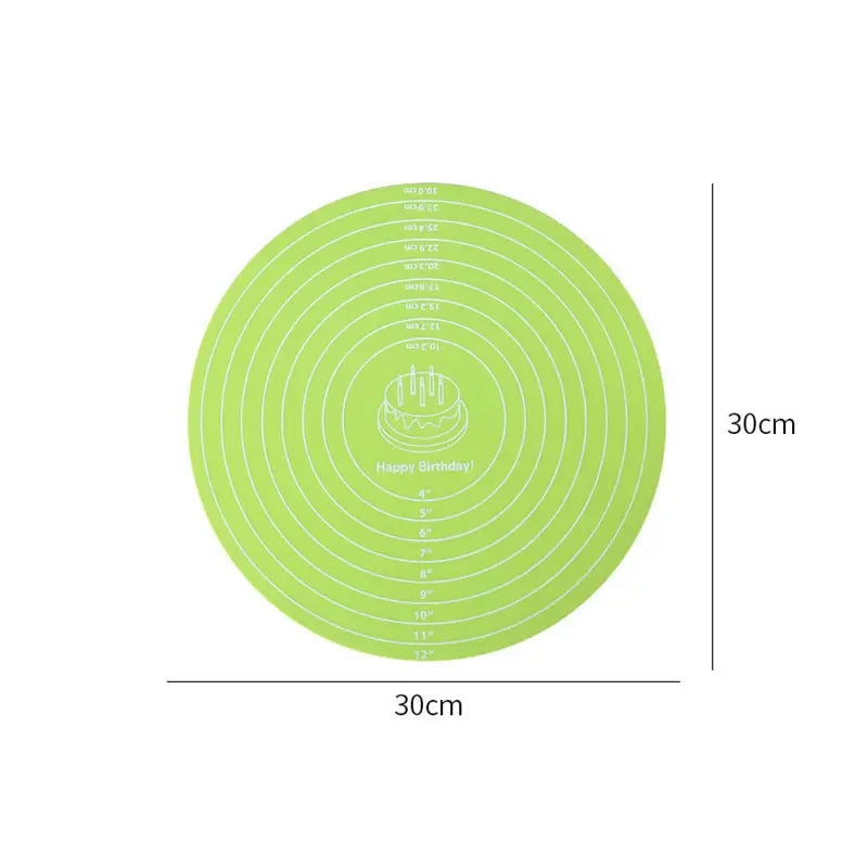 1/3Pcs Food-grade Silicone 30cm Circular Pad Kneading Mat Placemat Kitchen Baking High Temperature Resistant Non-Slip Dough Mat Peaceful Pleasures Health and Wellness green
