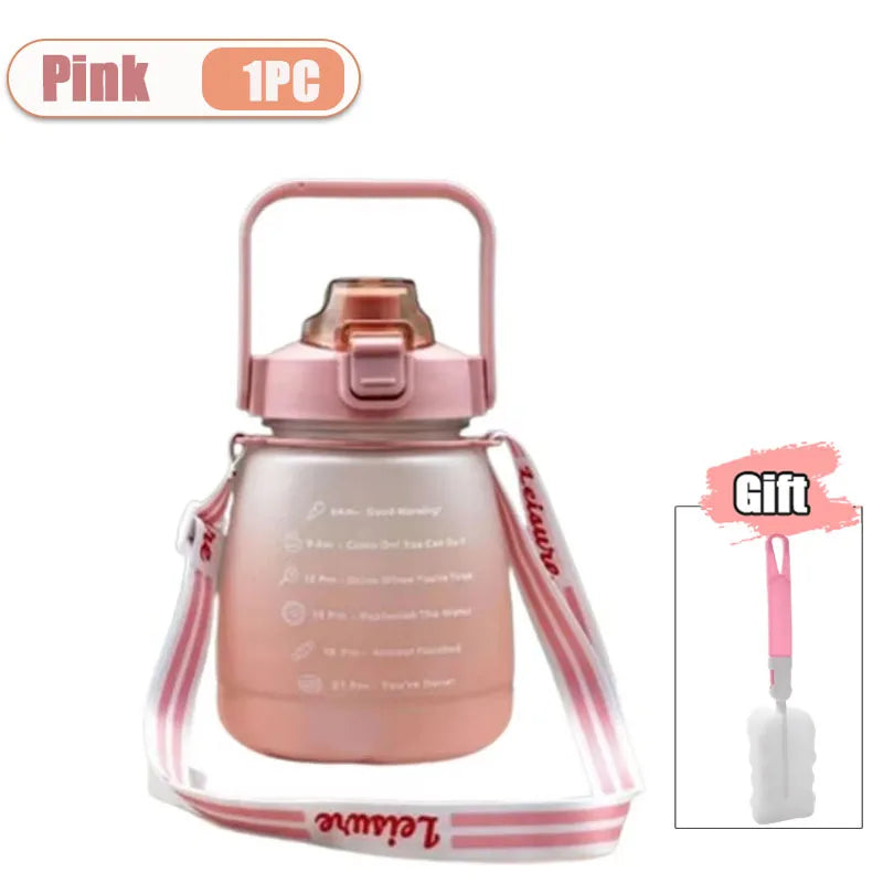 1200ml Frosted Sports Water Bottle with Shoulder Strap | BPA Free