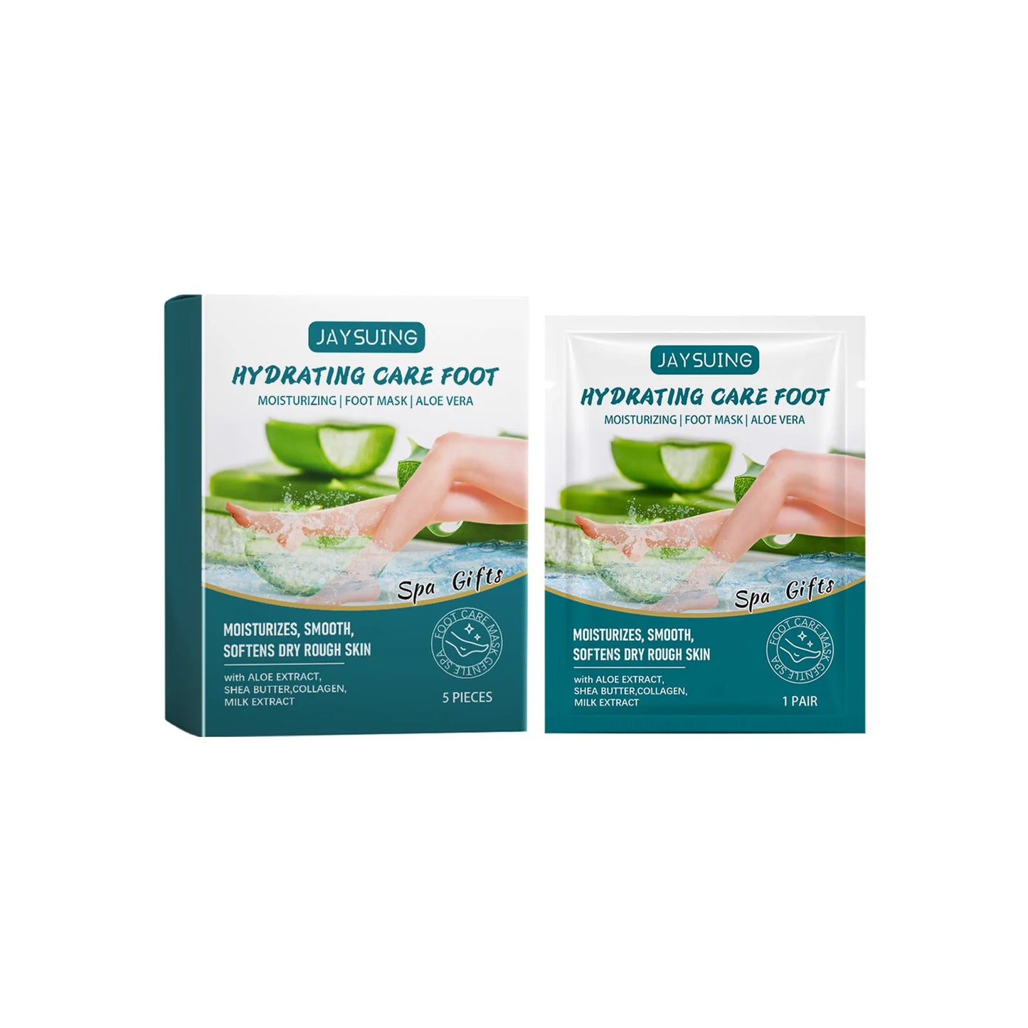 Exfoliating Foot Mask Anti Cracked Remove Dead Skin Heel Calluses Enhances Elasticity Moisturize Brighten Soften Feet Skin Care Peaceful Pleasures Health and Wellness Aloe vera 5pcs