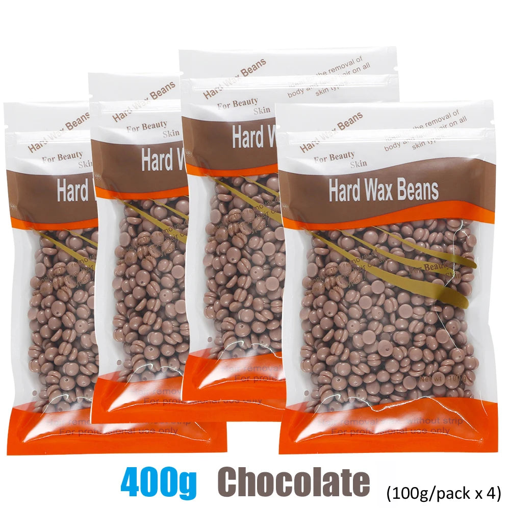 500g/400g/200g/50g Hard Wax Beans For Hair Removal Body Wax Heater Kit Waxing Wax Beans For Hair Removal Wax Heater Kit Peaceful Pleasures Health and Wellness 400g-Chocolate