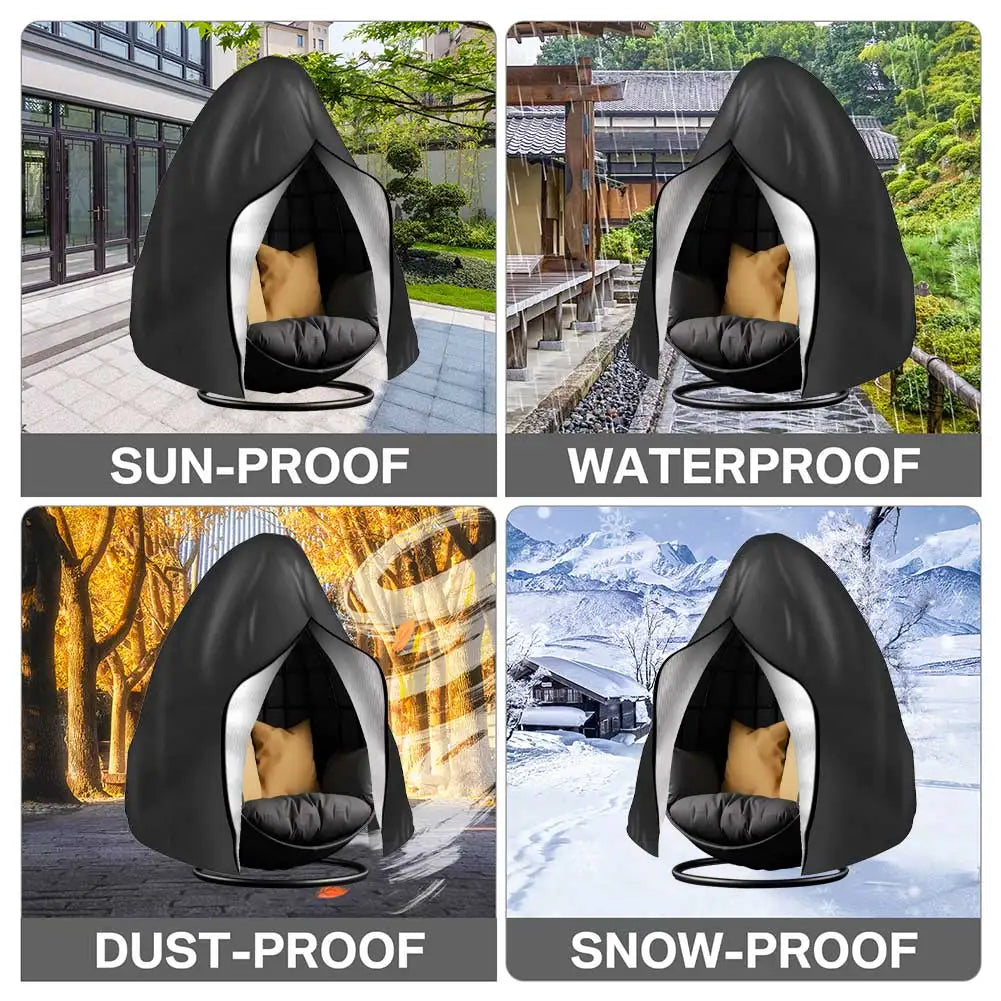 Patio Hanging Egg Chair Cover Waterproof Windproof Single/Double Seat Slipcover Garden Dust Protection With Zipper Storage Bag Peaceful Pleasures Health and Wellness