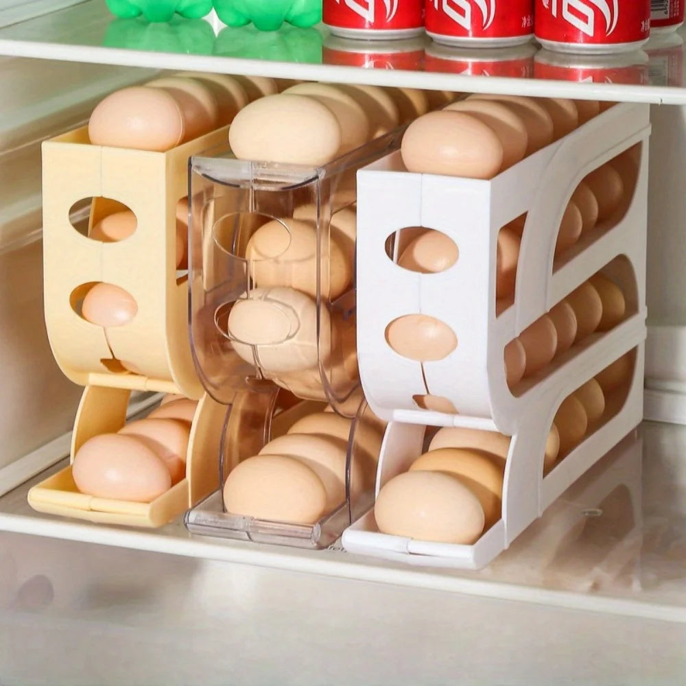 Automatic Rolling Egg Dispenser Tray – Holds 20 or 30 Eggs Egg Storage Organizer Peaceful Pleasures Health and Wellness