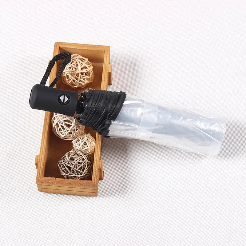 Foldable Transparent Umbrella – Auto Open, Wind-Resistant 3-Fold
