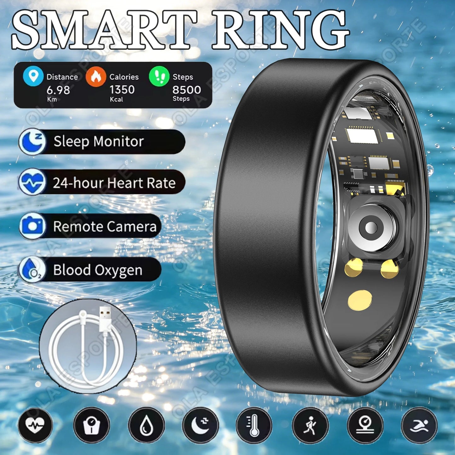 Smart Ring Blood Pressure Heart Rate Sleep Monitoring Smartring IP68 & 5ATM Waterproof Multi-sport Mode Smartring Man Women 2026 Peaceful Pleasures Health and Wellness