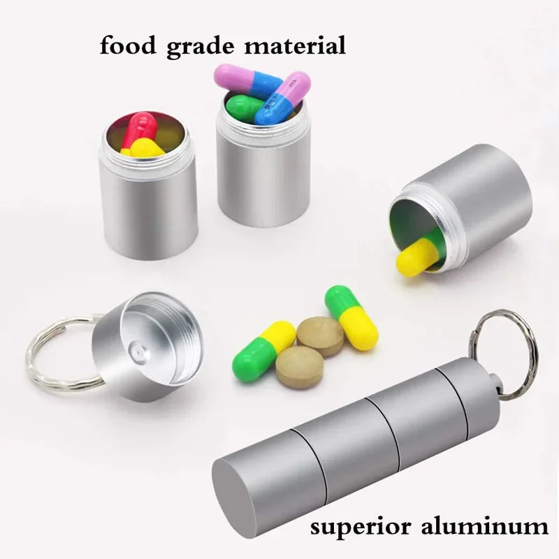 Mini Aluminum Waterproof Pill Box Portable Sealed 3 Hour Grid Daily Organizer Travel Medical Vitamin Fish Oil Peaceful Pleasures Health and Wellness