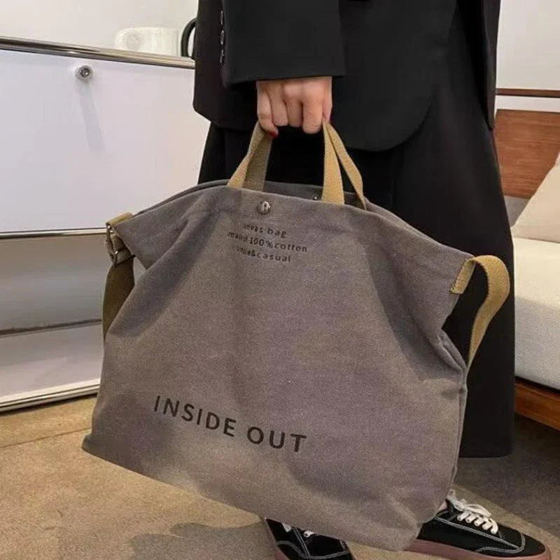 Beige Canvas Tote Bag – Large Capacity Shoulder Bag | JETTING