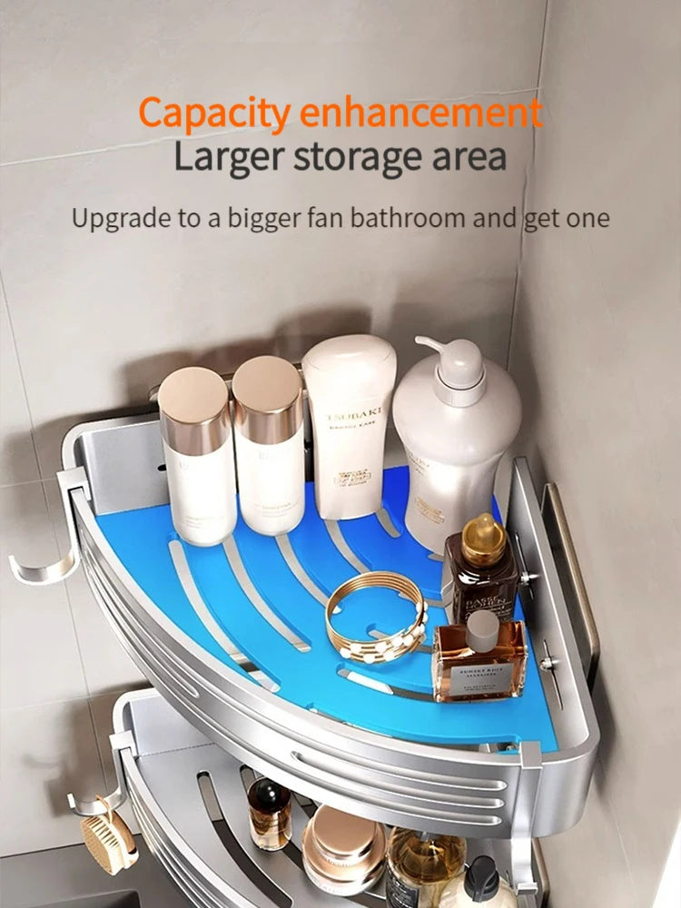YUNJIEYA Adhesive Corner Shower Shelf | No-Drill Aluminum Rack