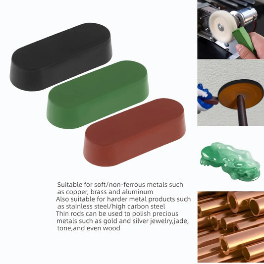 3-Piece Metal Polishing Compound Kit – Steel, Aluminum & Jewelry Peaceful Pleasures Health and Wellness 3pcs red green bla