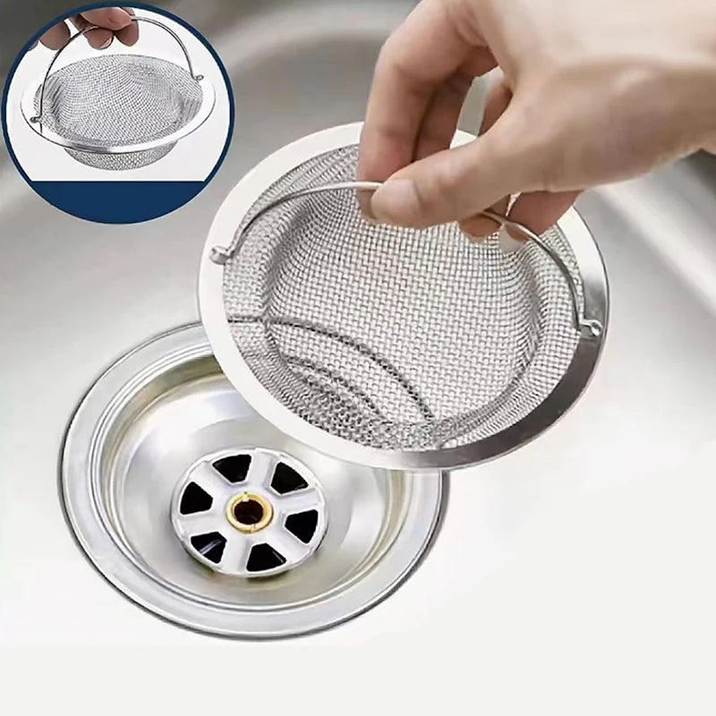 Stainless Steel Sink Strainer with Handle Rustproof Mesh Drain Basket for Kitchen Bathroom Vegetable Fruit Colander Filter Peaceful Pleasures Health and Wellness