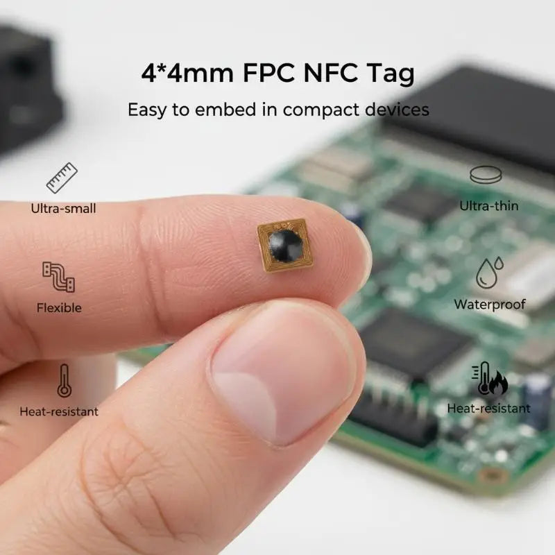 NTAG213 NFC RFID Sticker Tags 4x4mm Programmable – 10 Pack