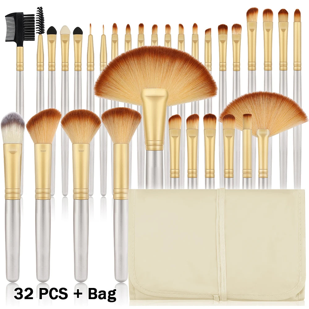 RUNTOIN 32-Piece Makeup Brush Set – Soft Fluffy Professional Kit