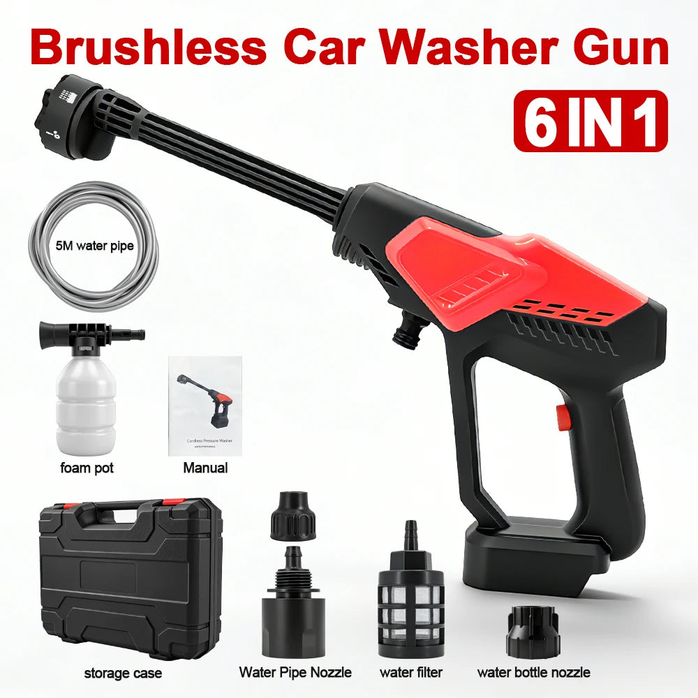 6IN1 High Pressure Electric Water Spray Gun Car Garden Washer Tool Car Wash Gun HomeYard Tool for Makita Battery Pin(NO Battery) Peaceful Pleasures Health and Wellness