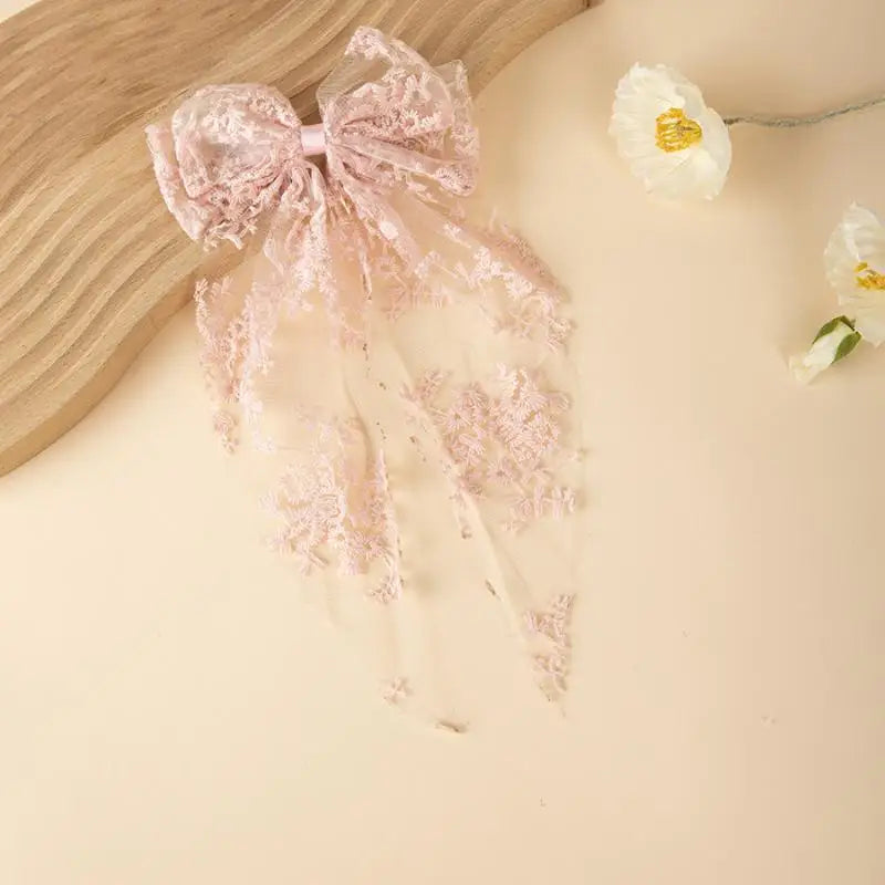 Girls Lace Swallowtail Bow Hair Clip – Princess Hairpin Gift
