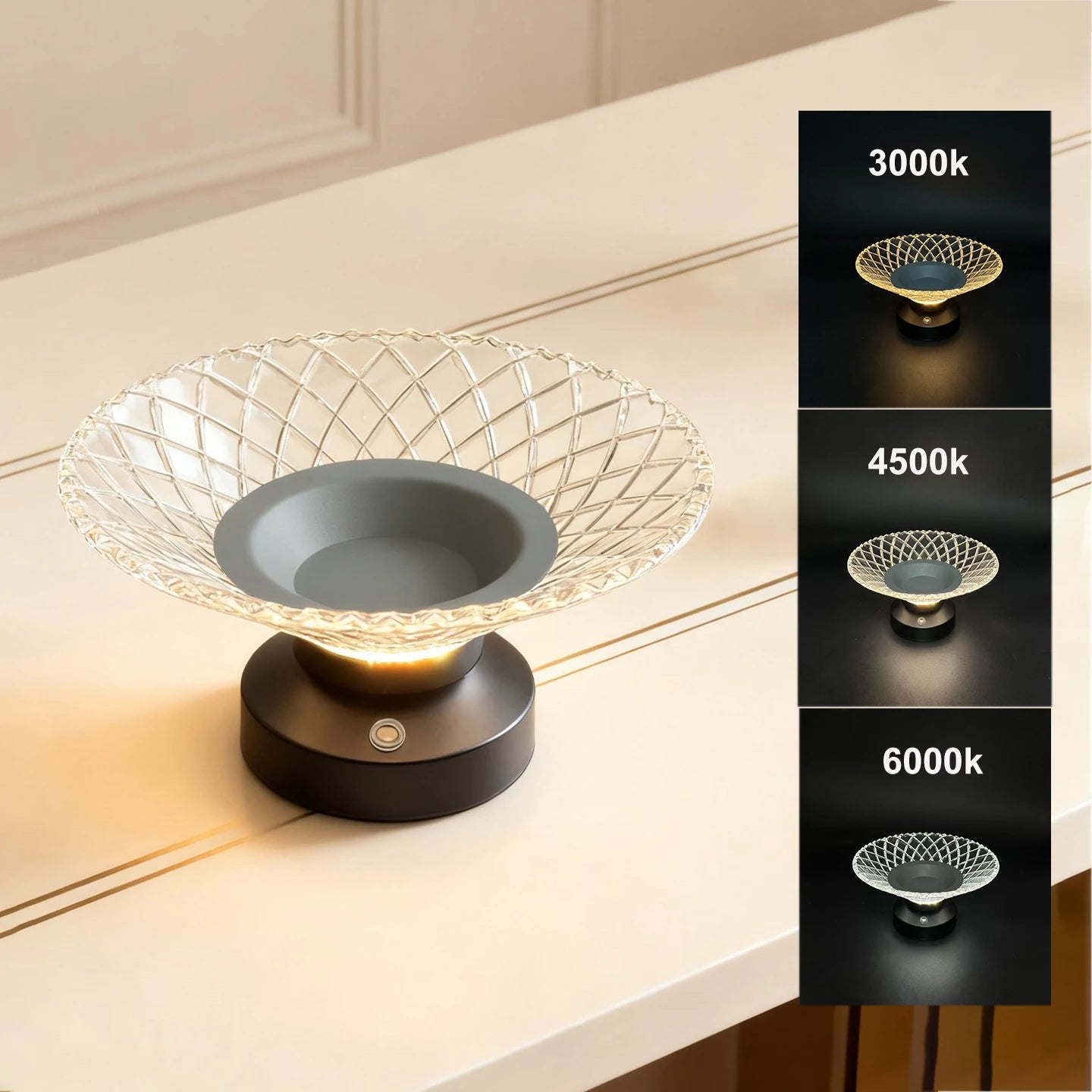 New Arrival LED Night Light Plate Living Room Table Household Basket Exquisite Plate High-End Candy Dried Snacks Storage Lamp Peaceful Pleasures Health and Wellness 3 Colors 0-5W