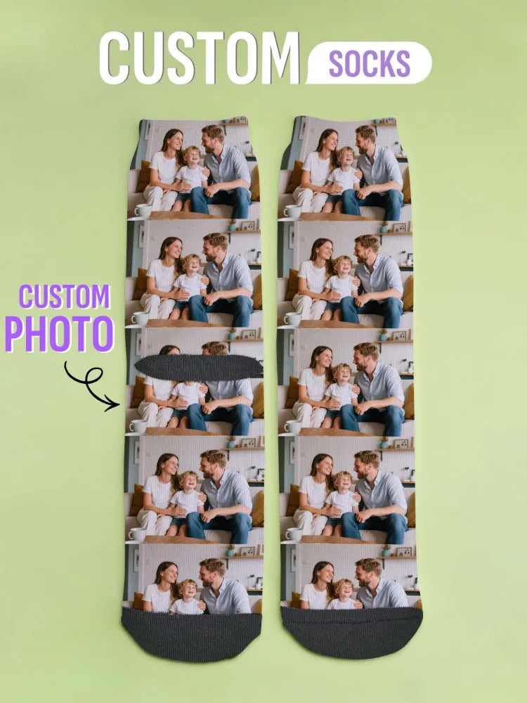 Custom Photo Socks Personalized Picture Socks Family Photo Printed Socks Two Sizes Available Meaningful Gift Peaceful Pleasures Health and Wellness multicolor M