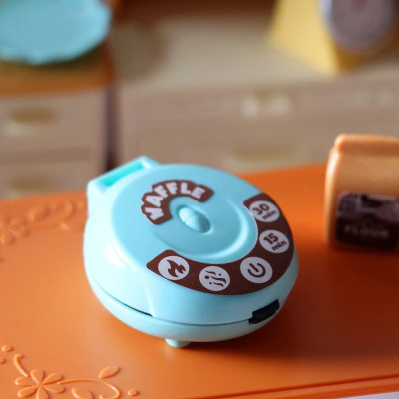 Dollhouse Miniature Waffle Maker Toy – Pretend Kitchen Play