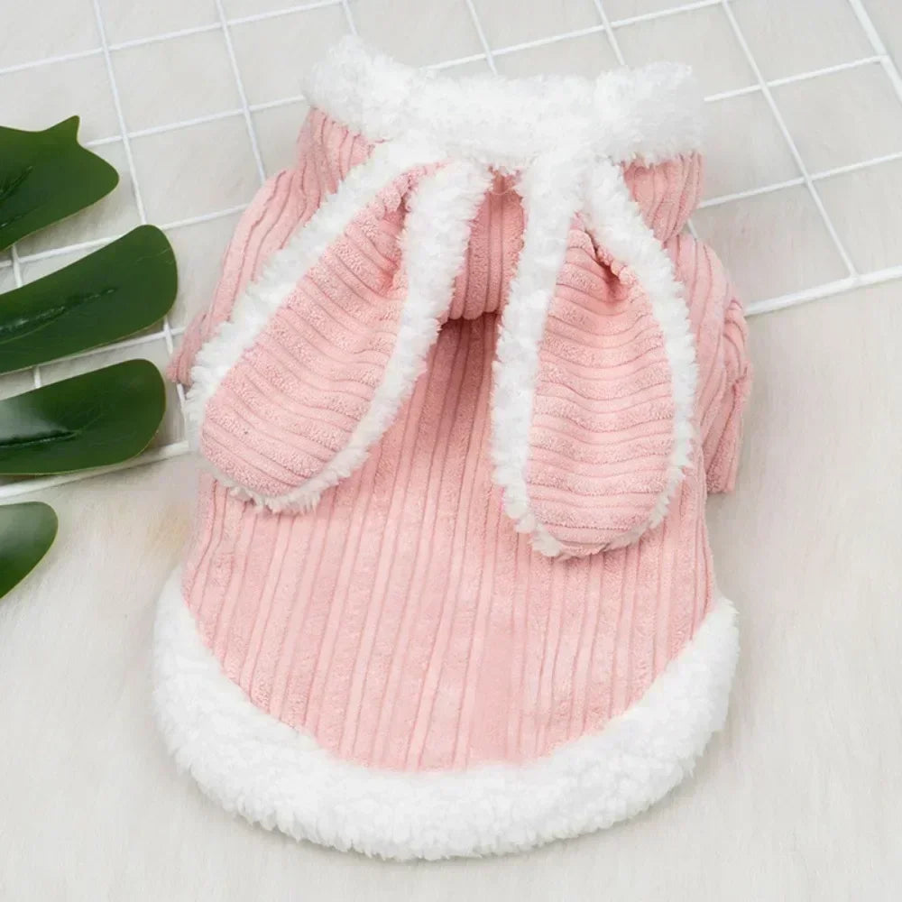 Winter Rabbit Ear Teddy Bear Dog Cat Clothes Warm Comfortable Elastic Cute Pet Coat Clothing for Small Dogs Peaceful Pleasures Health and Wellness