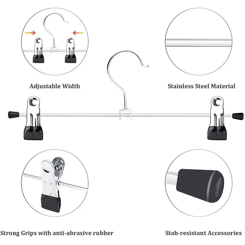 5pcs Anti-slip Metal Clothes Hangers Wind Proof Multi-purpose Skirt And Pants Racks for Trousers Wardrobe Drying Clip Peaceful Pleasures Health and Wellness